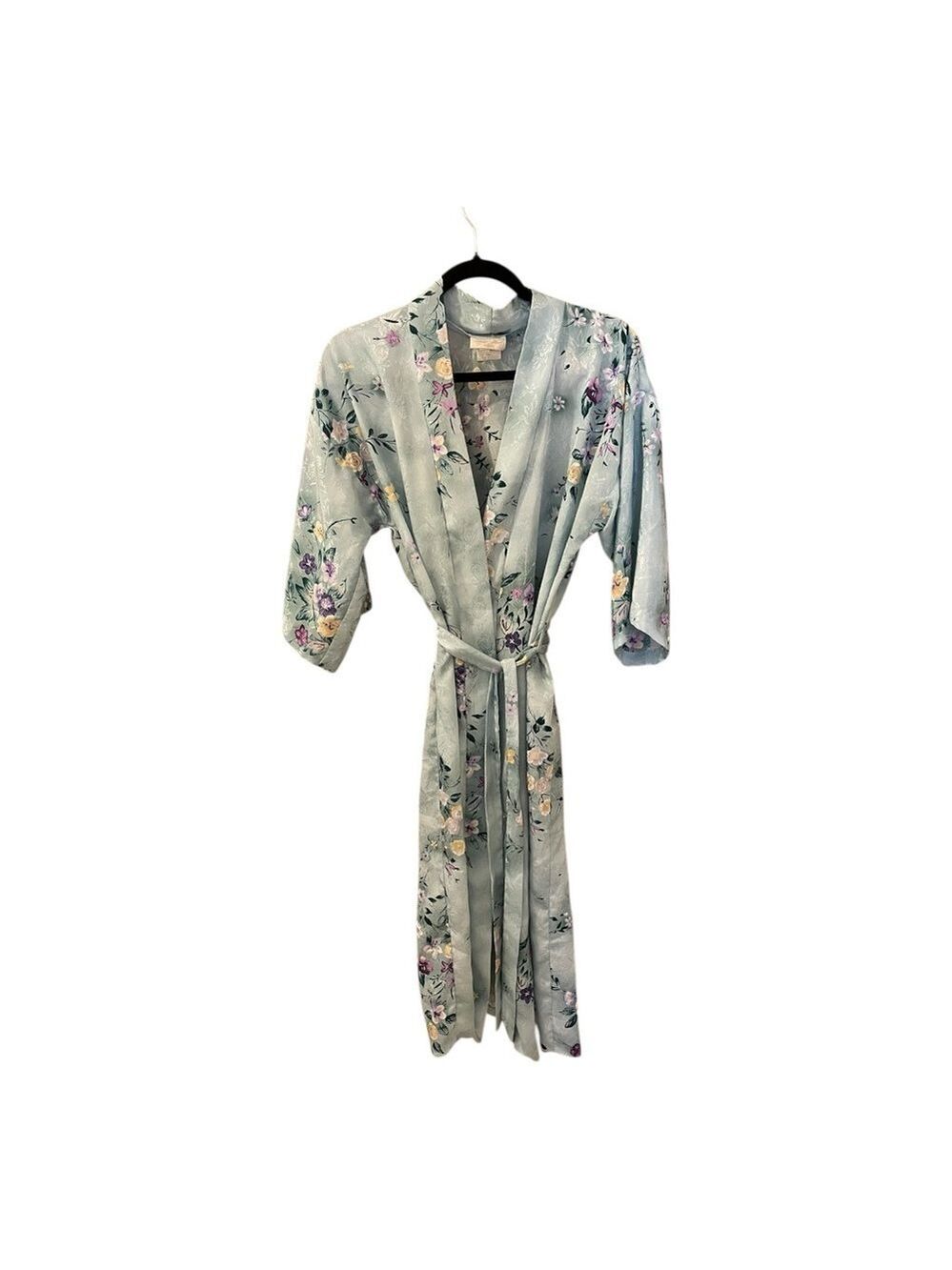 Inner Most Blue Floral Full Length Robe Size Small